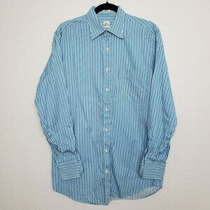 Peter Millar Mens Button Front Shirt Size M Cotton Striped Long Sleeve